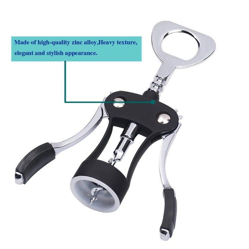 ilyever Wing Corkscrew,Ilyever Premium Wine Opener with Bottle Stopper,Multifunctional Corkscrew Wine Cork Opener Bottler Opener Remover for Home, Kitchen,Restaurant,Party and as Gift,Black - Image 3
